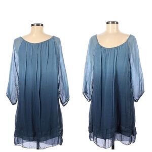 Prontomoda Guisy Silk Pullover Shift Dress Lightweight 3/4 sleeve Small